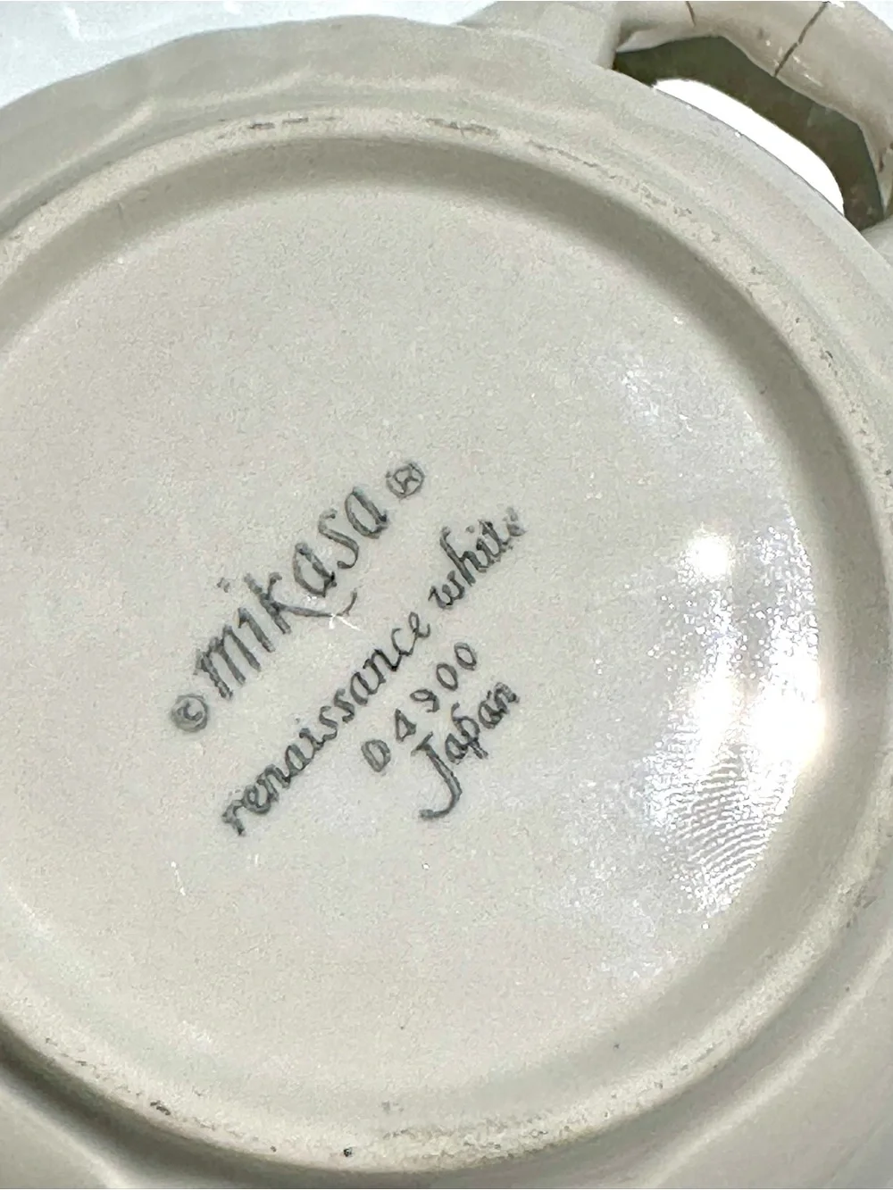 Rare! MIKASA Renaissance White Double-Handled Flat Cream Soup Bowl 4 3/4 repair